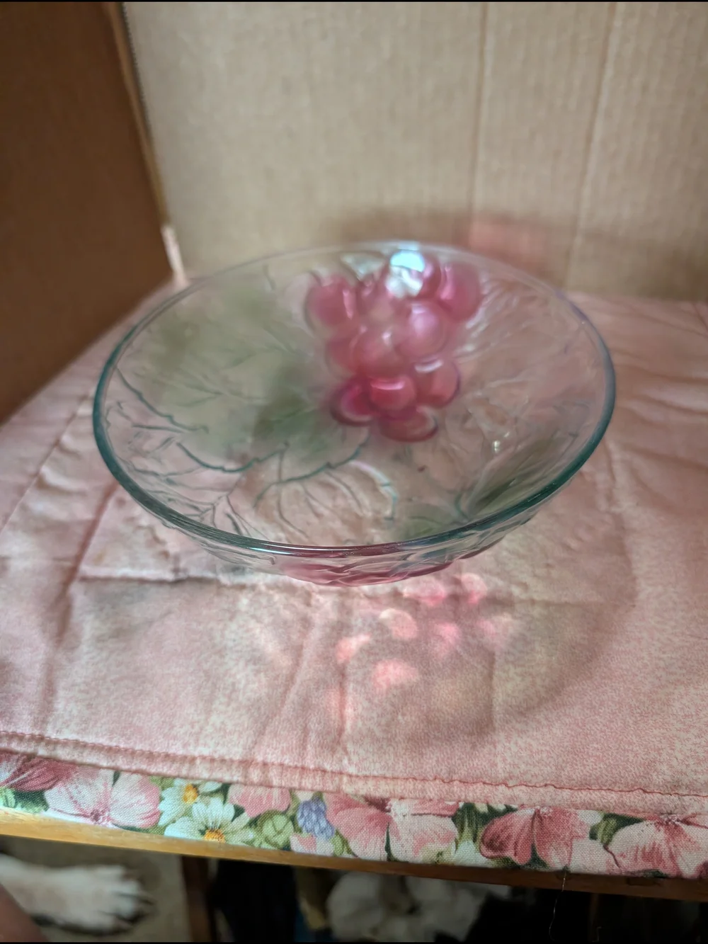 Hand-Blown Pink Glass Decorative Bowl
